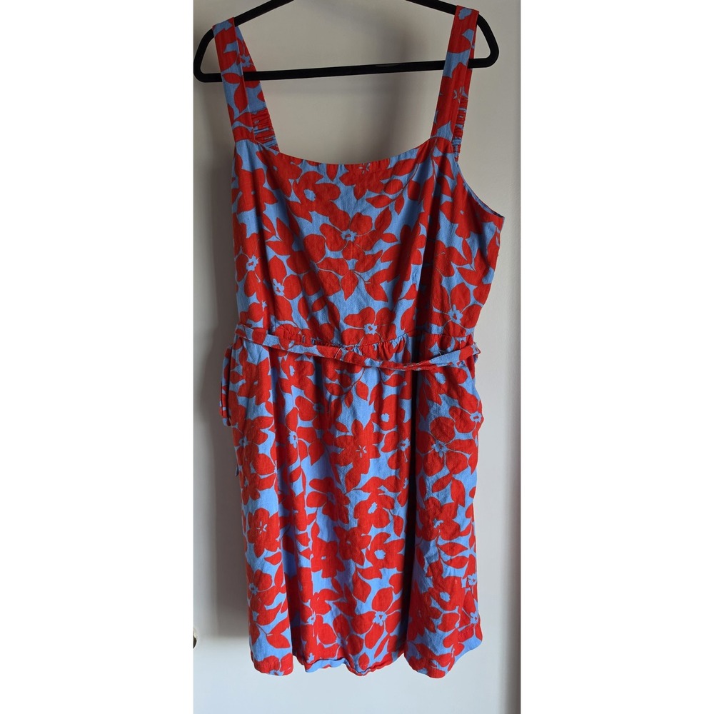Draper James Midi Dress XXL Sleeveless Floral Red Blue Casual Sundress Gown